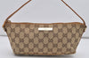 Authentic GUCCI Vintage Hand Bag Pouch Purse GG Canvas Leather 07198 Brown 1299I