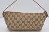 Authentic GUCCI Vintage Hand Bag Pouch Purse GG Canvas Leather 07198 Brown 1299I