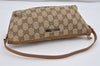 Authentic GUCCI Vintage Hand Bag Pouch Purse GG Canvas Leather 07198 Brown 1299I