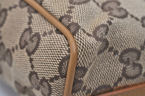 Authentic GUCCI Vintage Hand Bag Pouch Purse GG Canvas Leather 07198 Brown 1299I