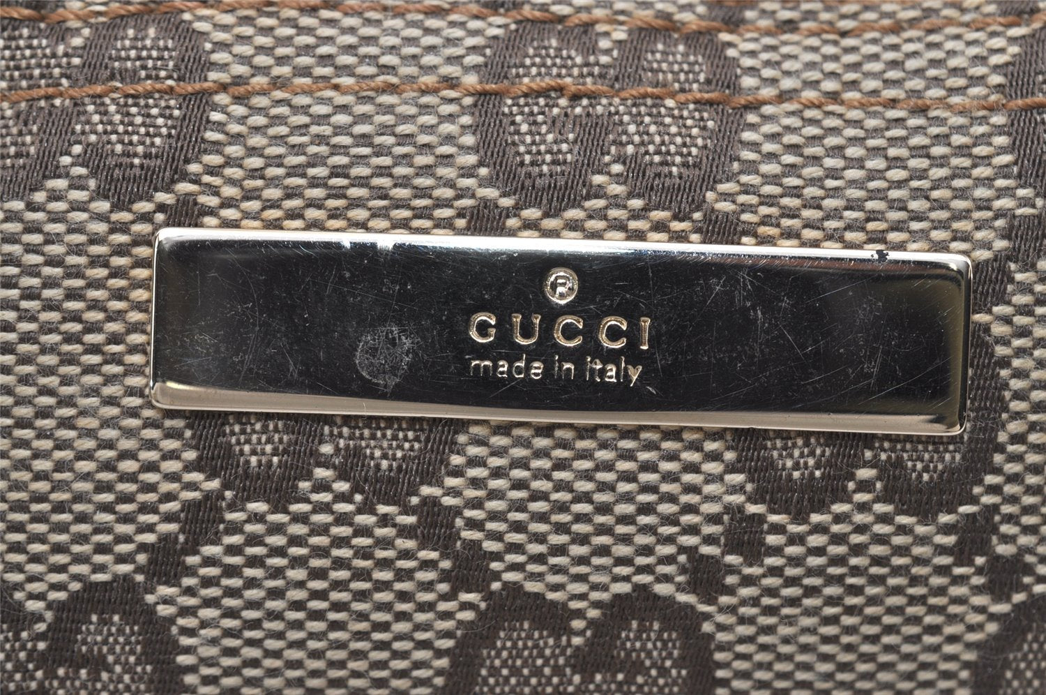 Authentic GUCCI Vintage Hand Bag Pouch Purse GG Canvas Leather 07198 Brown 1299I