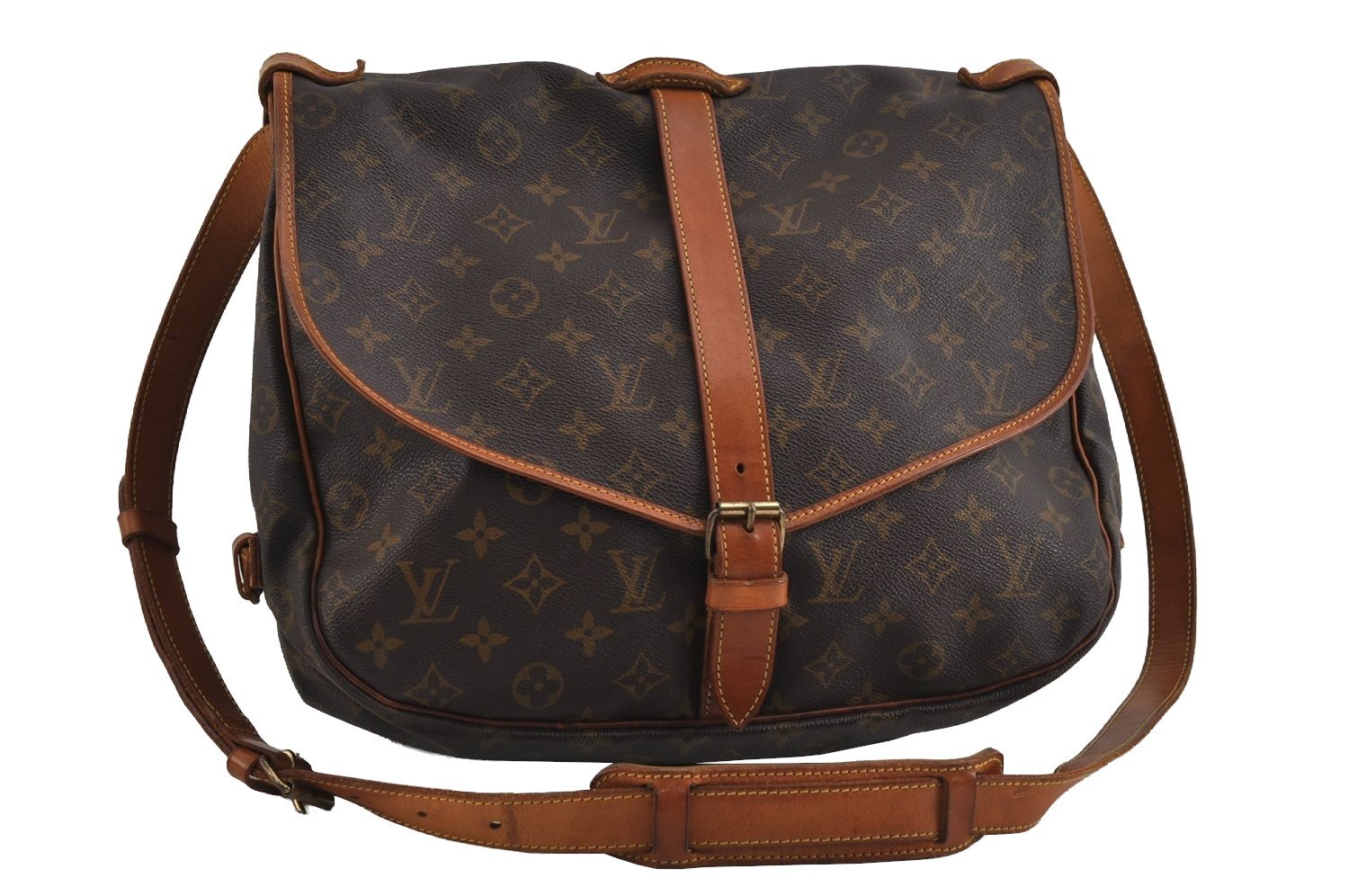 Authentic Louis Vuitton Monogram Saumur 35 Shoulder Cross Bag M42254 LV 1300I
