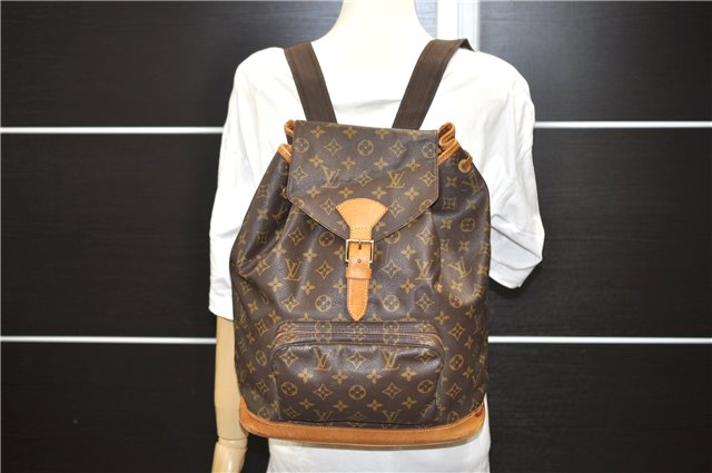 Authentic Louis Vuitton Monogram Montsouris GM Backpack M51135 LV 1302D