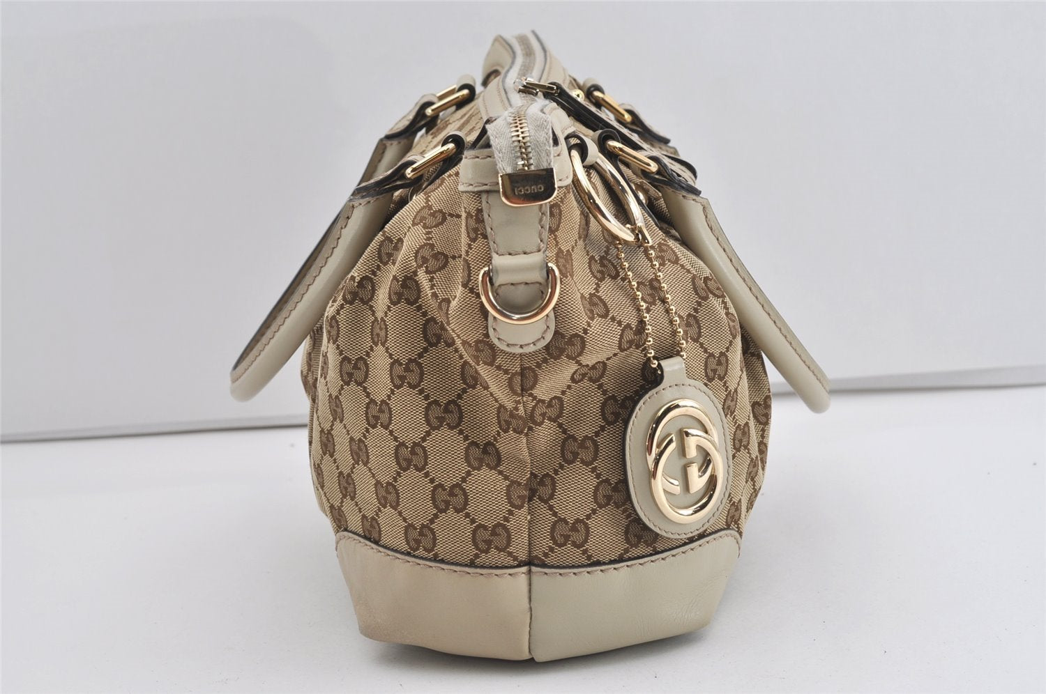 Authentic GUCCI Sukey 2Way Tote Bag GG Canvas Leather 247902 Brown 1302I