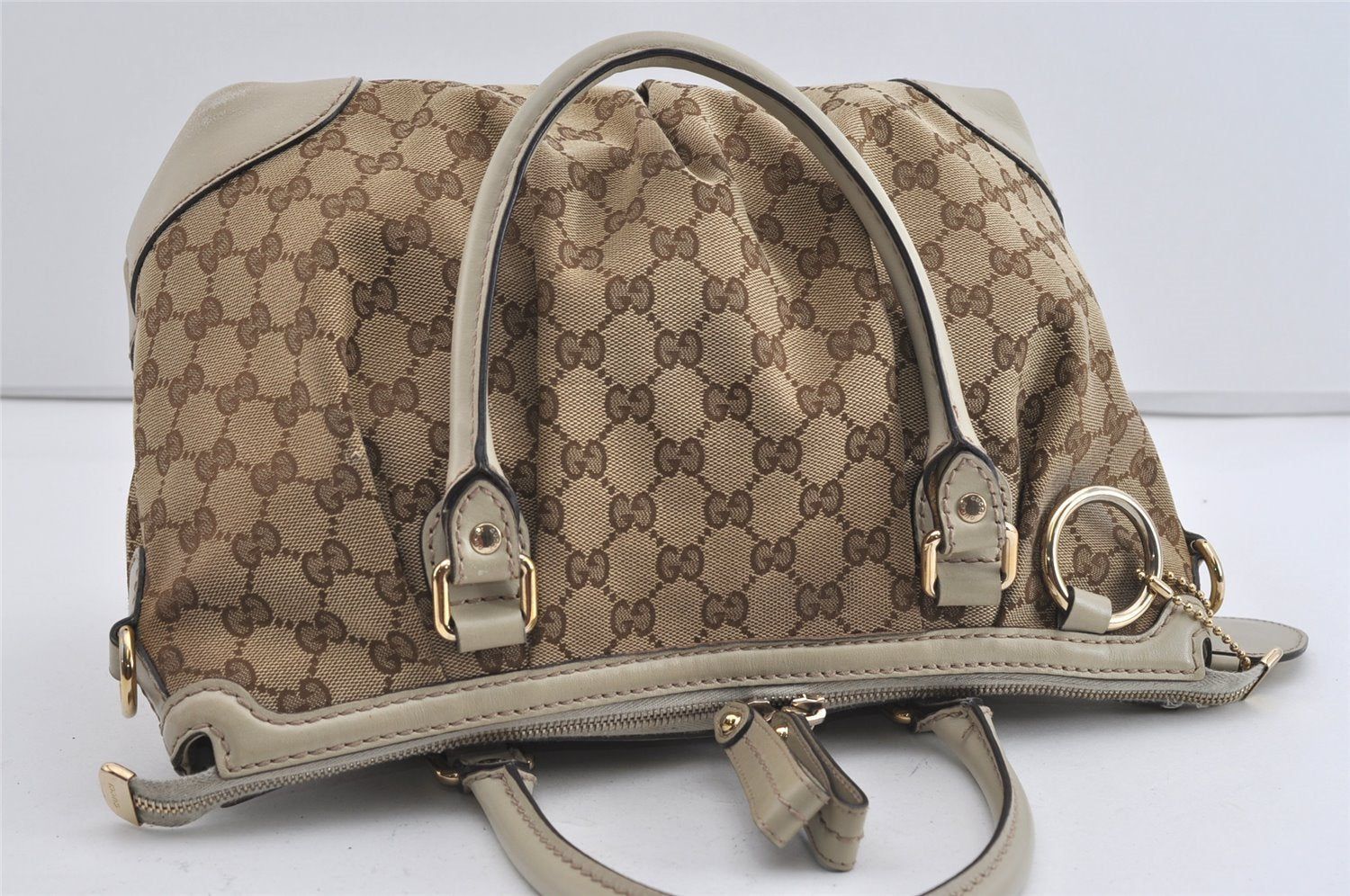 Authentic GUCCI Sukey 2Way Tote Bag GG Canvas Leather 247902 Brown 1302I