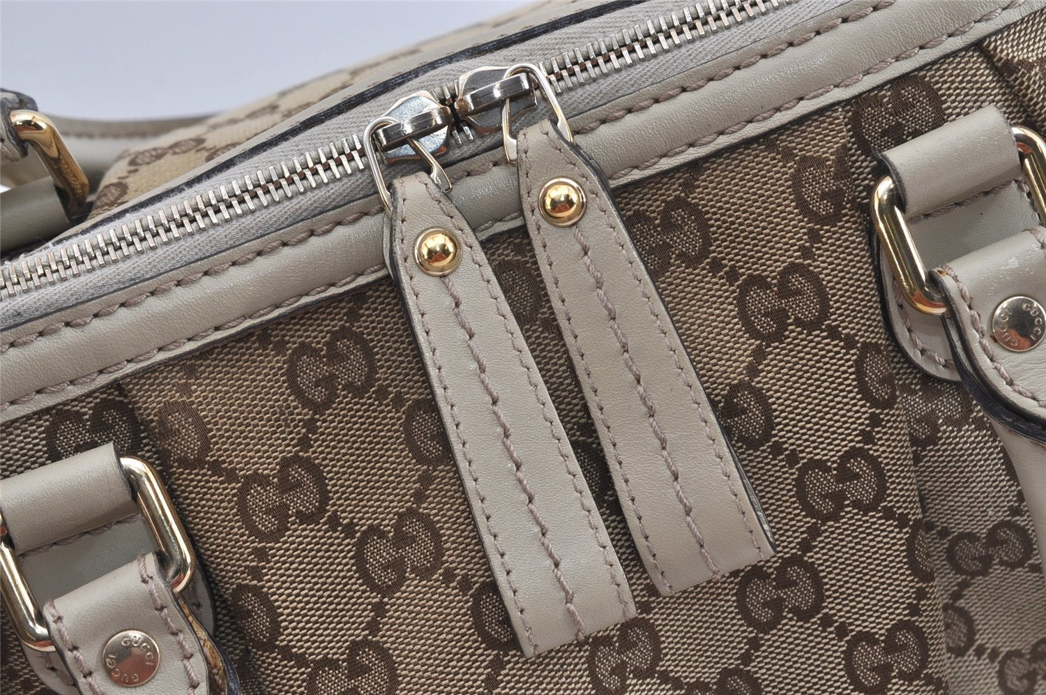 Authentic GUCCI Sukey 2Way Tote Bag GG Canvas Leather 247902 Brown 1302I