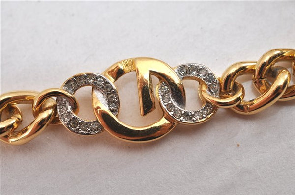 Authentic GIVENCHY Vintage Rhinestone Chain Bracelet Gold Tone 1304G