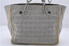 Authentic CHANEL Chocolate Bar No5 Canvas CC Logo Shoulder Hand Bag Gray 1305D