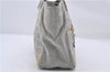 Authentic CHANEL Chocolate Bar No5 Canvas CC Logo Shoulder Hand Bag Gray 1305D