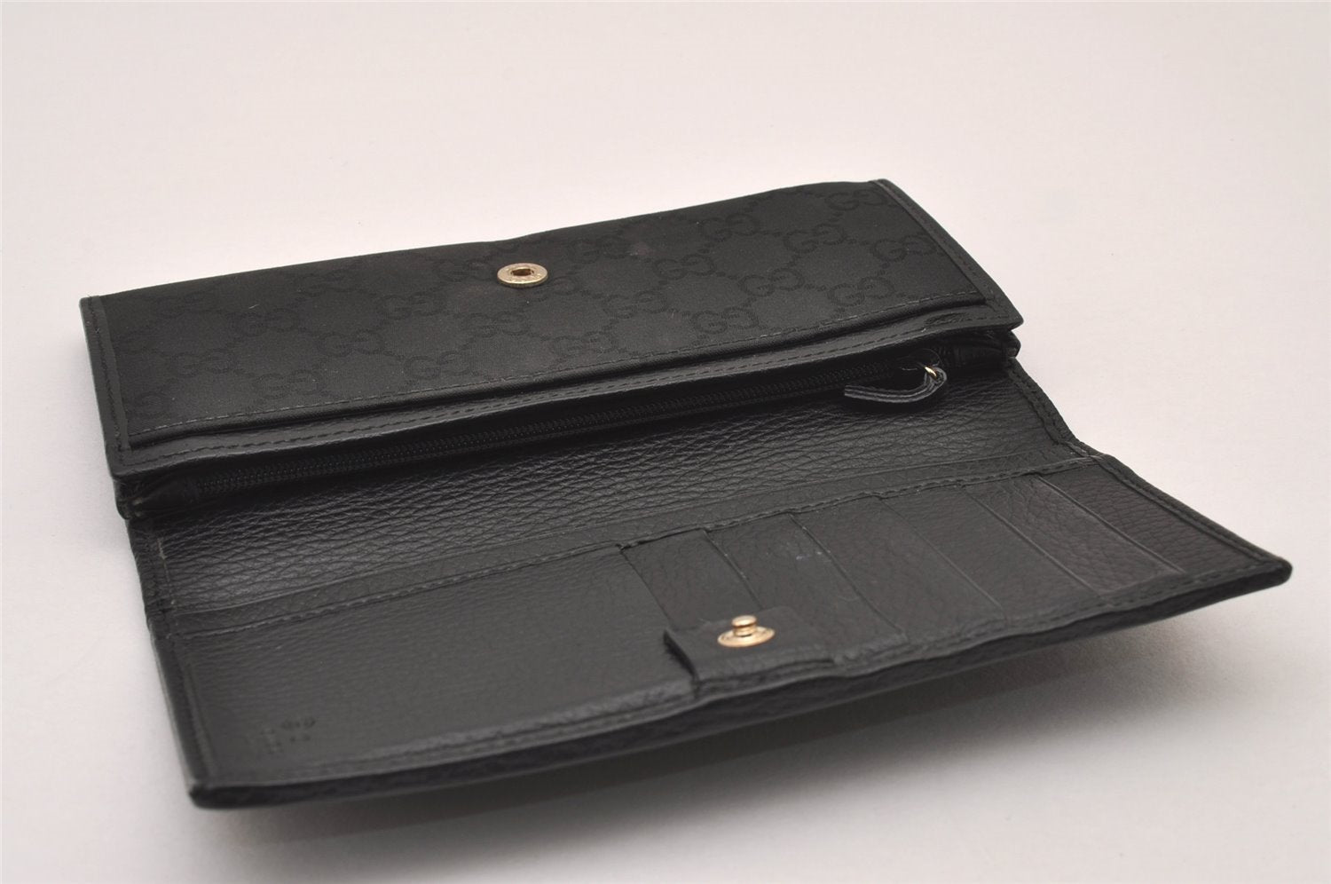 Authentic GUCCI Vintage Long Wallet Purse GG Nylon Leather 305282 Black 1305I