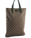 Authentic GUCCI Tote Hand Bag Purse GG PVC Leather 117551 Brown Green 1310F