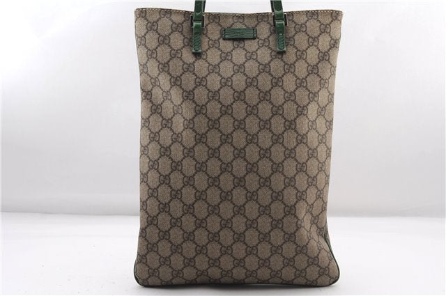 Authentic GUCCI Tote Hand Bag Purse GG PVC Leather 117551 Brown Green 1310F