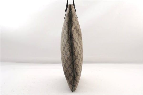 Authentic GUCCI Tote Hand Bag Purse GG PVC Leather 117551 Brown Green 1310F