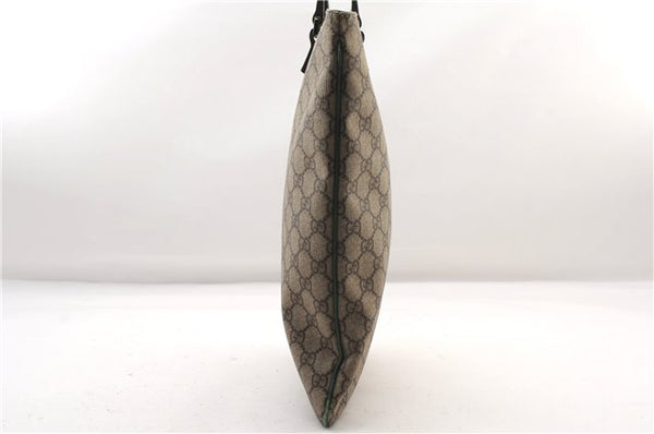 Authentic GUCCI Tote Hand Bag Purse GG PVC Leather 117551 Brown Green 1310F