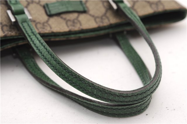 Authentic GUCCI Tote Hand Bag Purse GG PVC Leather 117551 Brown Green 1310F