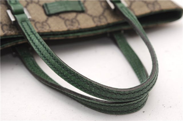 Authentic GUCCI Tote Hand Bag Purse GG PVC Leather 117551 Brown Green 1310F