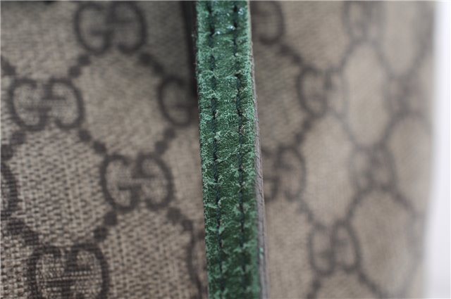 Authentic GUCCI Tote Hand Bag Purse GG PVC Leather 117551 Brown Green 1310F