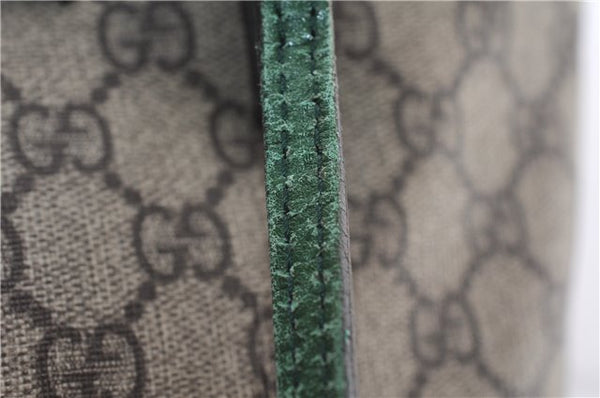 Authentic GUCCI Tote Hand Bag Purse GG PVC Leather 117551 Brown Green 1310F