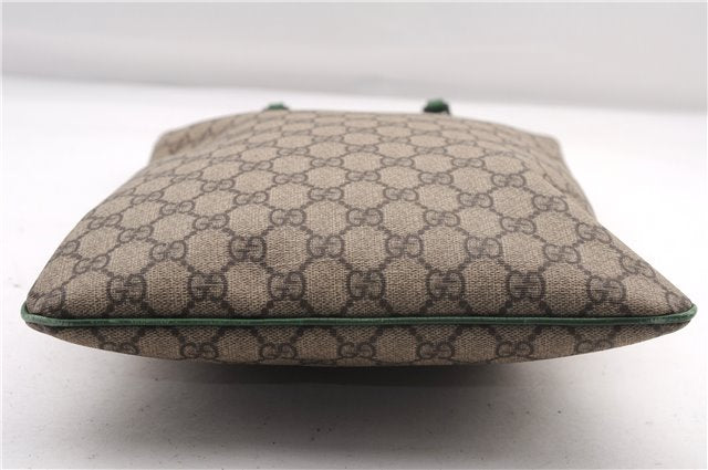 Authentic GUCCI Tote Hand Bag Purse GG PVC Leather 117551 Brown Green 1310F