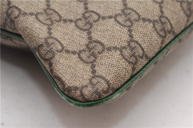 Authentic GUCCI Tote Hand Bag Purse GG PVC Leather 117551 Brown Green 1310F