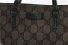 Authentic GUCCI Tote Hand Bag Purse GG PVC Leather 117551 Brown Green 1310F