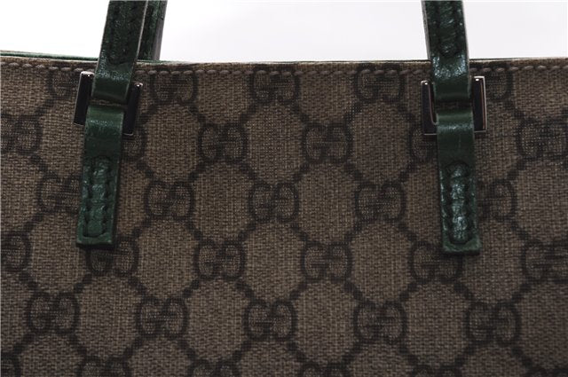 Authentic GUCCI Tote Hand Bag Purse GG PVC Leather 117551 Brown Green 1310F