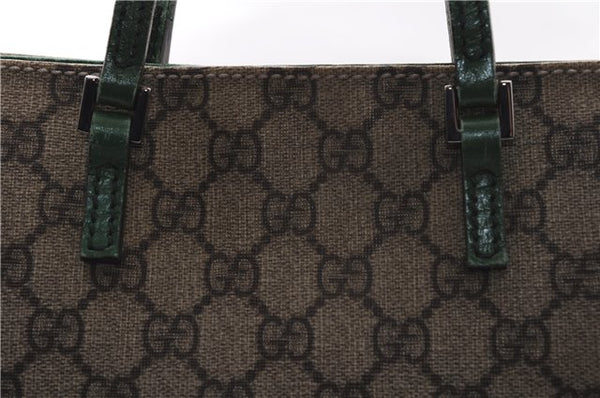 Authentic GUCCI Tote Hand Bag Purse GG PVC Leather 117551 Brown Green 1310F