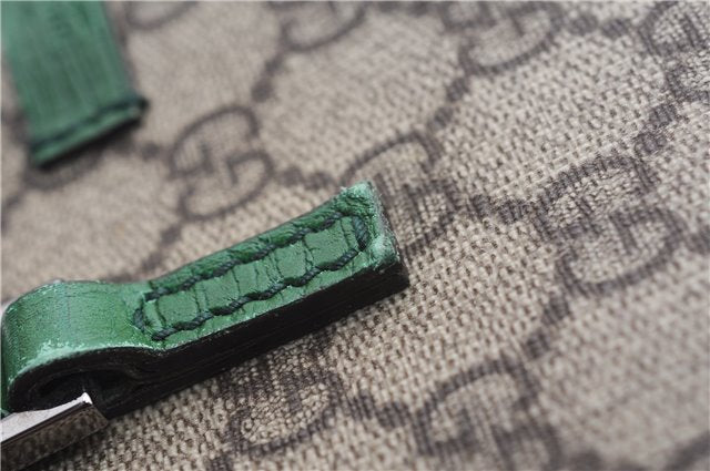 Authentic GUCCI Tote Hand Bag Purse GG PVC Leather 117551 Brown Green 1310F