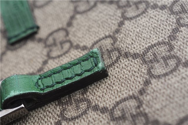 Authentic GUCCI Tote Hand Bag Purse GG PVC Leather 117551 Brown Green 1310F