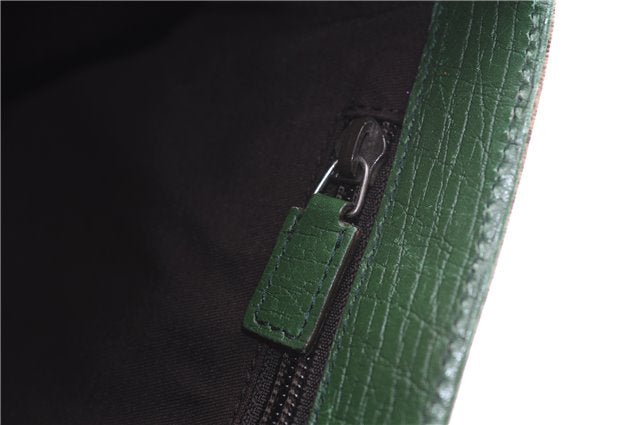 Authentic GUCCI Tote Hand Bag Purse GG PVC Leather 117551 Brown Green 1310F