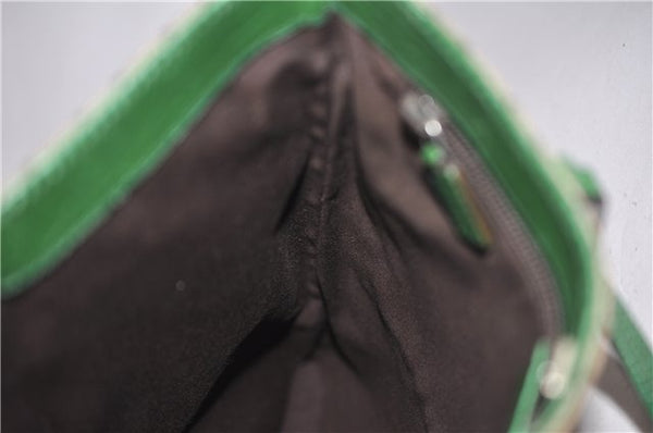 Authentic GUCCI Tote Hand Bag Purse GG PVC Leather 117551 Brown Green 1310F