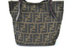 Authentic FENDI Vintage Zucca Shoulder Hand Bag Purse Nylon Leather Brown 1312H