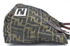 Authentic FENDI Vintage Zucca Shoulder Hand Bag Purse Nylon Leather Brown 1312H