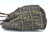 Authentic FENDI Vintage Zucca Shoulder Hand Bag Purse Nylon Leather Brown 1312H