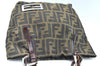 Authentic FENDI Vintage Zucca Shoulder Hand Bag Purse Nylon Leather Brown 1312H
