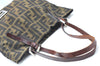 Authentic FENDI Vintage Zucca Shoulder Hand Bag Purse Nylon Leather Brown 1312H