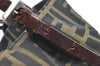 Authentic FENDI Vintage Zucca Shoulder Hand Bag Purse Nylon Leather Brown 1312H
