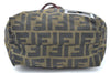 Authentic FENDI Vintage Zucca Shoulder Hand Bag Purse Nylon Leather Brown 1312H
