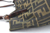 Authentic FENDI Vintage Zucca Shoulder Hand Bag Purse Nylon Leather Brown 1312H