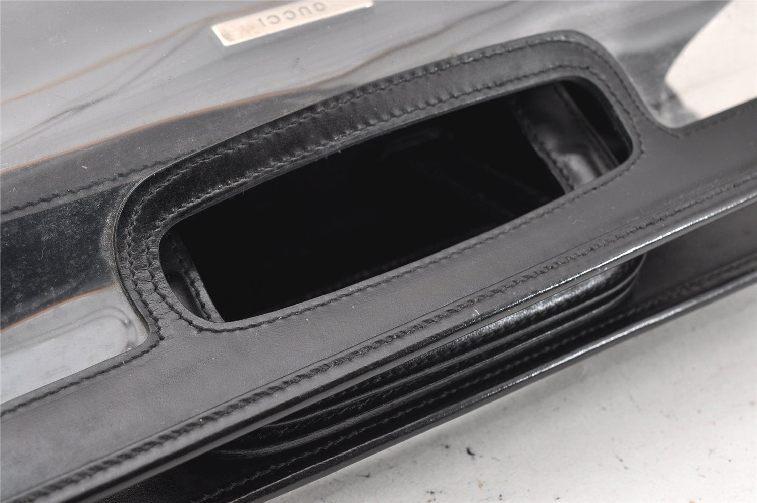 Authentic GUCCI Vintage 2in1 Hand Bag Vinyl Leather Clear 1312I