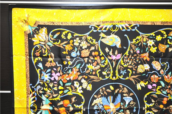 Auth HERMES Carre 90 Scarf "PIERRES d'ORIENT et d'OCCIDENT" Silk Black Box 1313D