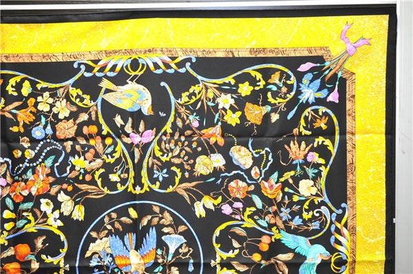 Auth HERMES Carre 90 Scarf "PIERRES d'ORIENT et d'OCCIDENT" Silk Black Box 1313D