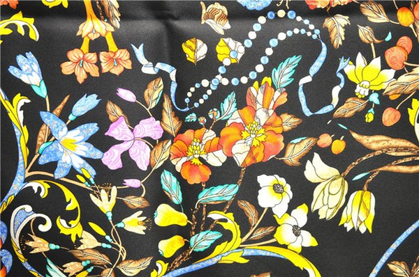 Auth HERMES Carre 90 Scarf "PIERRES d'ORIENT et d'OCCIDENT" Silk Black Box 1313D