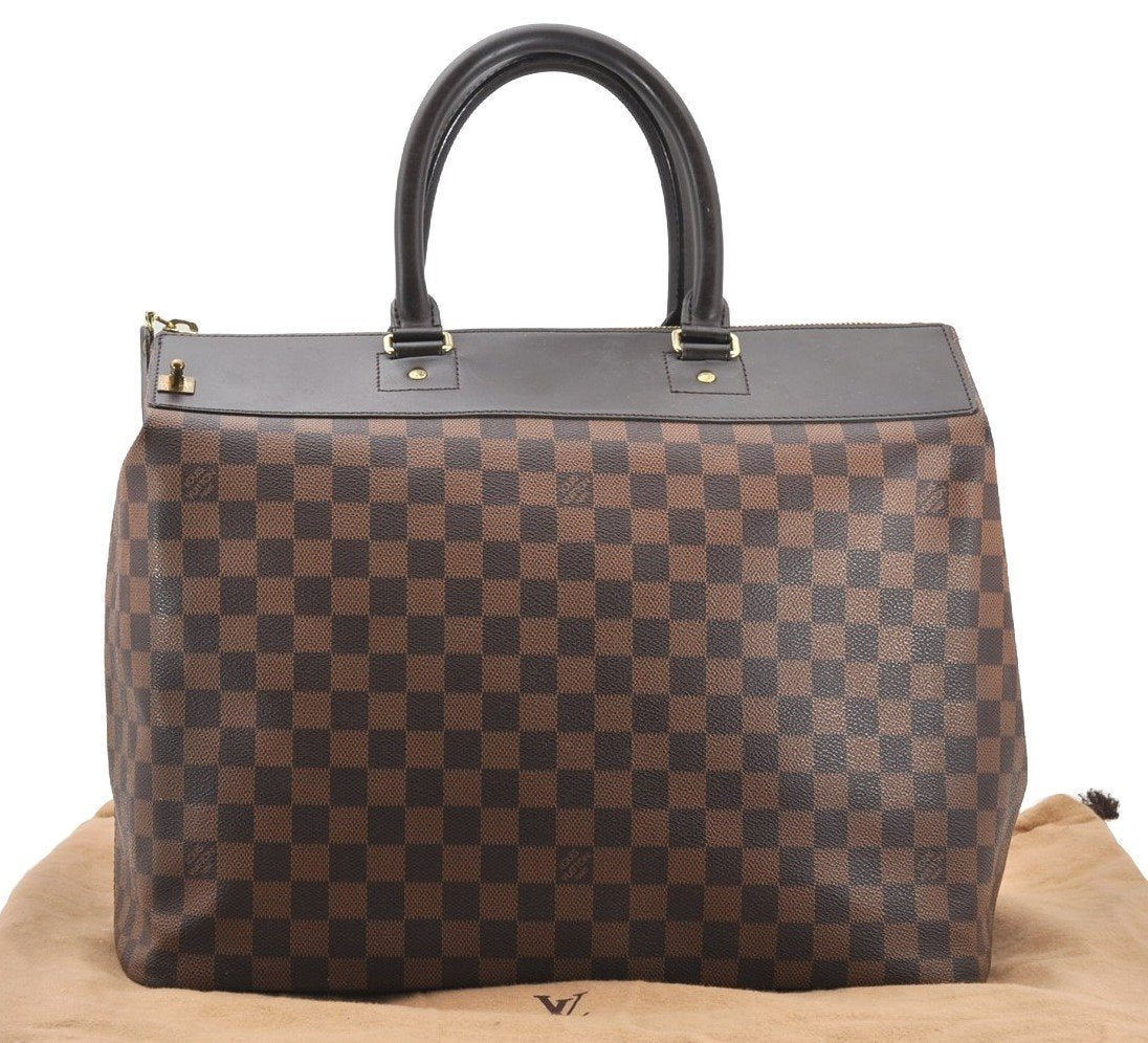 Authentic Louis Vuitton Damier Greenwich PM Hand Boston Bag N41165 LV 1313I
