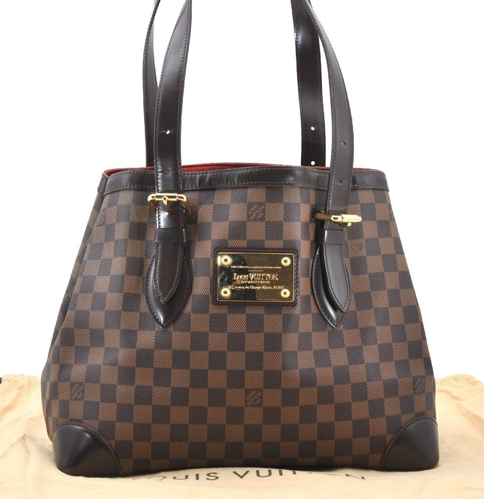 Authentic Louis Vuitton Damier Hampstead MM Shoulder Tote Bag N51204 LV 1314I
