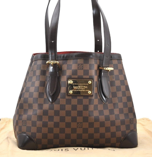 Authentic Louis Vuitton Damier Hampstead MM Shoulder Tote Bag N51204 LV 1314I