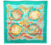 Authentic HERMES Carre 90 Scarf "Grands Fonds" Silk Green Box 1315D