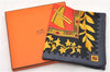 Authentic HERMES Carre 90 Scarf "KYMBALA" Silk Gray Black Box 1316D