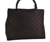 Authentic GUCCI Vintage Bamboo Hand Bag GG Nylon Leather 0021010 Brown 1317I