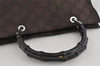 Authentic GUCCI Vintage Bamboo Hand Bag GG Nylon Leather 0021010 Brown 1317I